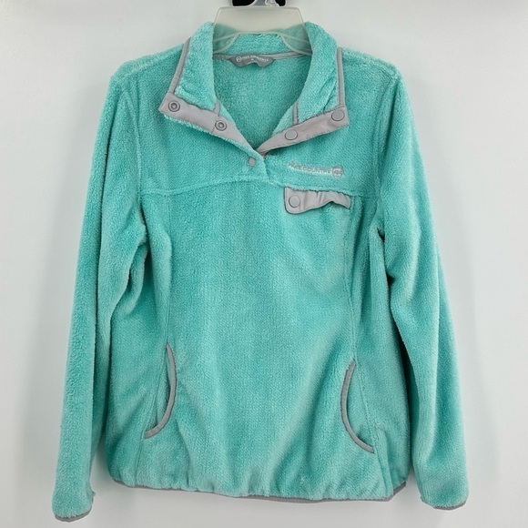 FREE Country Women’s Blue/Green w/Gray 1/4 Snap Soft Fleece Pullover Sz Medium - Picture 1 of 15